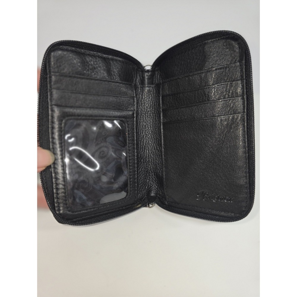 Brighton Black Leather Wallet-Purse Bag Crossbody Silver Tone Metal Hardware - Picture 7 of 11